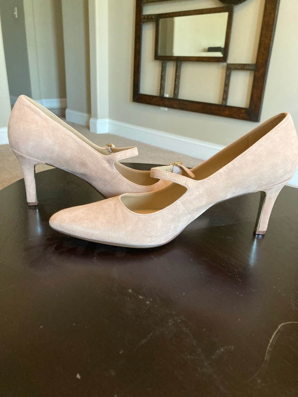 Naturalizer Blush Pink Suede Mary Jane Heels